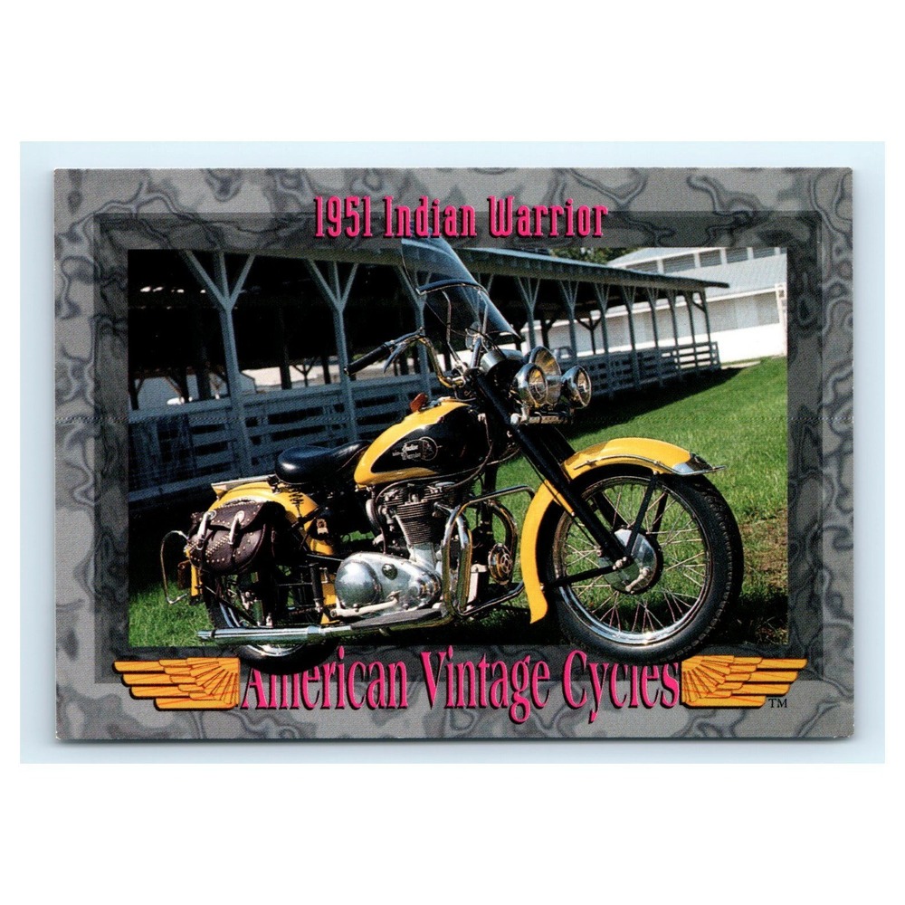 American Vintage Cycles Card 1951 Indian Warrior Yellow Moto Series II #139